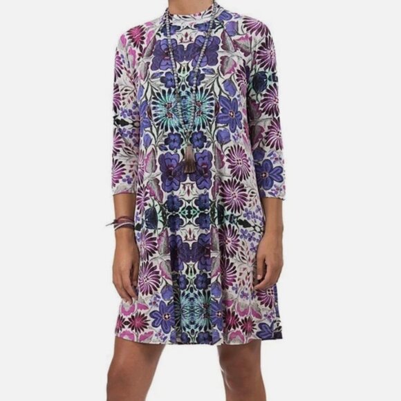 Free People Psychedelic Floral Dress SP Boho Festival Party Rave Art Fun Vibes - Picture 1 of 13